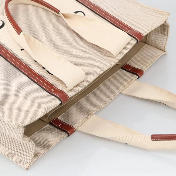 Chloe Tote Bag Canvas Leather Beige Brown Auth ki5211V - Picture 6 of 15